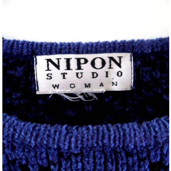 Vintage 80s Grandpa Sweater Womens XXL Blue Chunky Soft Grunge Indie Sleeze - Picture 3 of 11